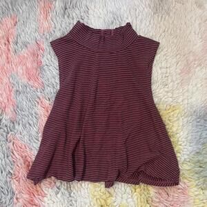 red striped up striped mock-neck sleeveless top